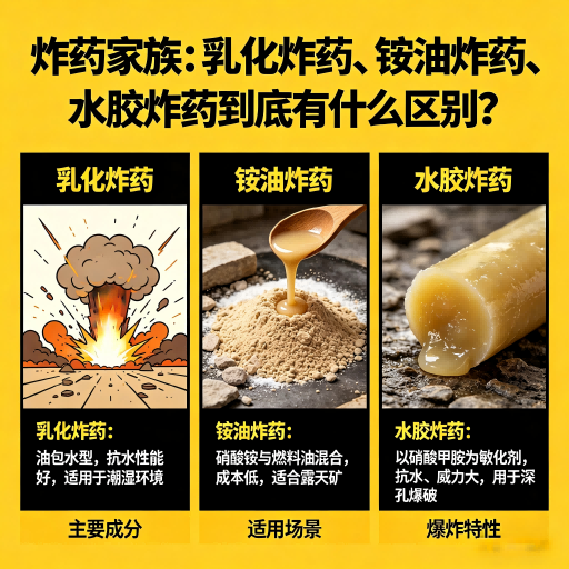 保城镇炸药家族：乳化炸药、铵油炸药、水胶炸药到底有什么区别？